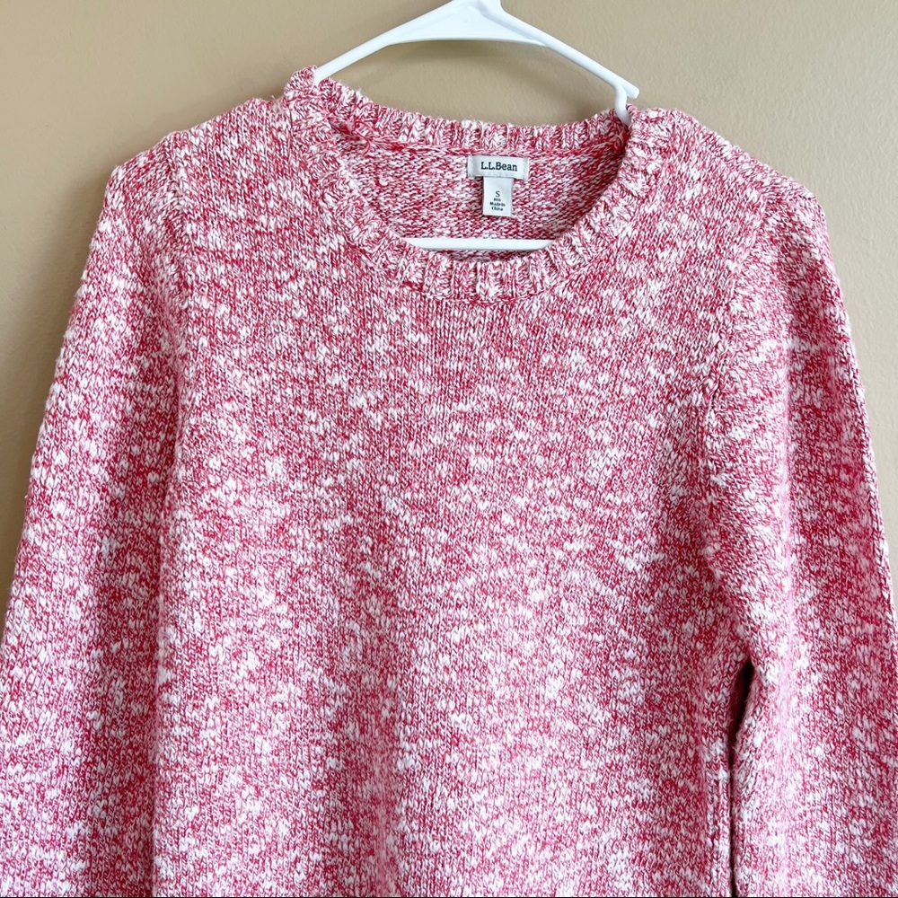 LL BEAN Women's Cotton Ragg Sweater Red Marled Size Small 100% Cotton - Picture 2 of 8